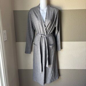 78 & Sunny Women’s Small Shoreline Hacci Robe Grey Super Soft Pockets Tie Belt